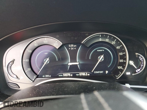 2018 BMW 5 Series 530e xDrive with VIN WBAJB1C57JG624122, listed as a Copart auction lot 45330575 with 54,378 mi miles and Salvage Title. Bid and sale history available at carsss.com. Image 9.