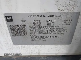 2020 Chevrolet Bolt EV Premier with VIN 1G1FZ6S09L4141462, listed as a IAAI auction lot 41948078 with 48,187 mi miles and . Bid and sale history available at DreamBid. Image 9.