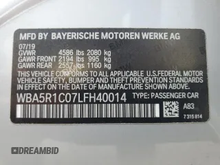 2020 BMW 3 Series 330i with VIN WBA5R1C07LFH40014, listed as a Copart auction lot 60656645 with 76,392 mi miles and Clean title. Bid and sale history available at DreamBid. Image 12.