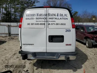 2020 GMC Savana Cargo Van with VIN 1GTW7AFG0L1247517, listed as a Copart auction lot 48102335 with 57,243 mi miles and Salvage Title. Bid and sale history available at carsss.com. Image 6.