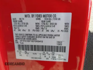 2014 Ford F-150 XL with VIN 1FTFX1EF1EFD02412, listed as a IAAI auction lot 41835121 with 110,485 mi miles. Bid and sale history available at carsss.com. Image 9.
