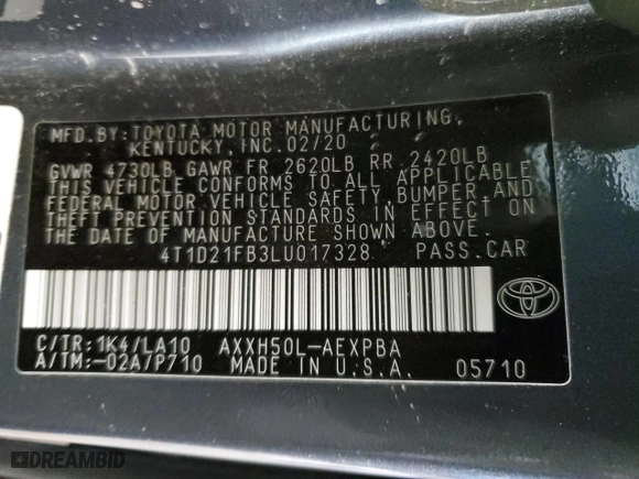 2020 Toyota Avalon Hybrid Limited with VIN 4T1D21FB3LU017328, listed as a Copart auction lot 52147035 with 54,305 mi miles and Salvage Title. Bid and sale history available at carsss.com. Image 13.