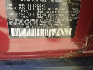 2015 Subaru Outback Premium with VIN 4S4BSADC8F3343655, listed as a Copart auction lot 58001215 with 139,252 mi miles and Salvage title. Bid and sale history available at DreamBid. Image 13.