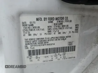 2015 Ford F-150 XLT with VIN 1FTFX1EF9FFA42214, listed as a Copart auction lot 56384325 with 121,911 mi miles and Salvage title. Bid and sale history available at DreamBid. Image 12.