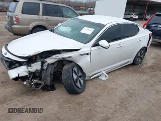 2012 Kia Optima Hybrid with VIN KNAGM4AD4C5016766, listed as a IAAI auction lot 41735403 with 177,890 mi miles. Bid and sale history available at carsss.com. Image 2.
