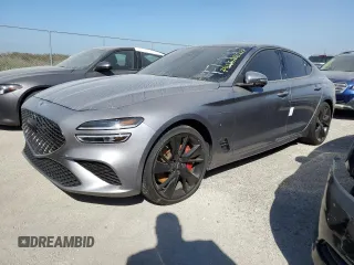 2023 Genesis G70 3.3T with VIN KMTG54TE6PU128438, listed as a Copart auction lot 74662524 with 0 mi miles and Non Repairable. Bid and sale history available at carsss.com. Image 1.
