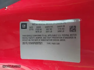 2015 Chevrolet Camaro SS with VIN 2G1FJ1EW6F9297521, listed as a IAAI auction lot 41321710 with 27,830 mi miles. Bid and sale history available at carsss.com. Image 9.