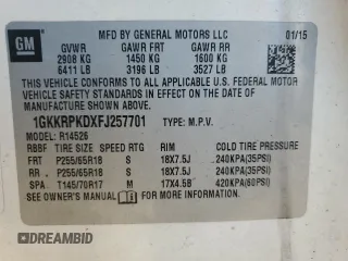 2015 GMC Acadia SLE with VIN 1GKKRPKDXFJ257701, listed as a Copart auction lot 82706504 with Not Provided miles and Salvage Title. Bid and sale history available at carsss.com. Image 13.