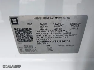 2018 Chevrolet Traverse Premier with VIN 1GNERKKW2JJ226309, listed as a IAAI auction lot 41680150 with 56,245 mi miles. Bid and sale history available at carsss.com. Image 9.