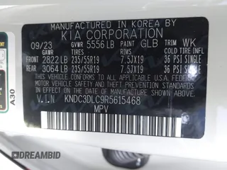 2024 Kia EV6 Wind with VIN KNDC3DLC9R5615468, listed as a IAAI auction lot 41459807 with 22,159 mi miles. Bid and sale history available at carsss.com. Image 9.