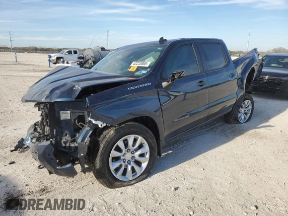 2022 Chevrolet Silverado 1500 Custom with VIN 3GCPWBEK7NG216725, listed as a Copart auction lot 42223865 with 27,106 mi miles and Salvage Title. Bid and sale history available at DreamBid. Image 1.