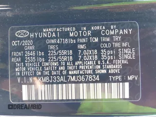 2021 Hyundai Tucson SEL z VIN KM8J33AL7MU367834, wystawiony jako IAAI lot #41991684 z przebiegiem 44 253 mil mil oraz . Historia ofert i sprzedaży dostępna na DreamBid. Obrazek 9.