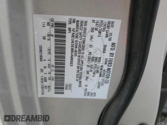 2008 Ford Explorer XLT z VIN 1FMEU63E88UA86923, wystawiony jako Copart lot #59770935 z przebiegiem 140 213 mil mil oraz Szkoda całkowita • Salvage title. Historia ofert i sprzedaży dostępna na DreamBid. Obrazek 13.