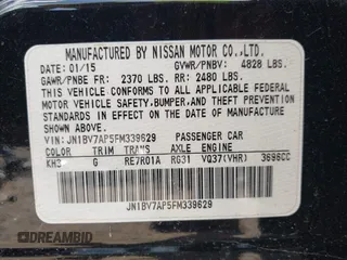 2015 Infiniti Q50 Sport with VIN JN1BV7AP5FM339629, listed as a IAAI auction lot 42802475 with 69,810 mi miles and . Bid and sale history available at DreamBid. Image 9.