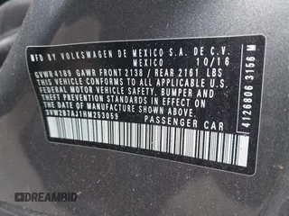 2017 Volkswagen Jetta S with VIN 3VW2B7AJ1HM253059, listed as a IAAI auction lot 42171533 with Not provided miles and . Bid and sale history available at DreamBid. Image 9.