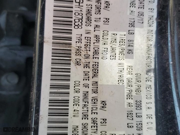 2017 Toyota Yaris iA with VIN 3MYDLBYV6HY187638, listed as a Copart auction lot 52859475 with 0 mi miles and Salvage Title. Bid and sale history available at carsss.com. Image 12.