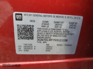 2025 Chevrolet Equinox EV LT with VIN 3GN7DLRP7SS121339, listed as a Copart auction lot 51258095 with 5,956 mi miles and Salvage Title. Bid and sale history available at carsss.com. Image 14.