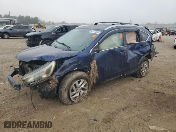 2015 Honda CR-V EX-L with VIN 2HKRM3H77FH517953, listed as a Copart auction lot 42214095 with 0 mi miles and Salvage Title. Bid and sale history available at carsss.com. Image 1.