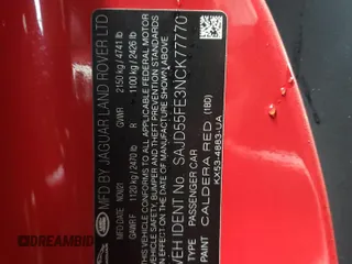 2022 Jaguar F-Type with VIN SAJD55FE3NCK77770, listed as a Copart auction lot 84887134 with Not Provided miles and Salvage Title. Bid and sale history available at DreamBid. Image 13.
