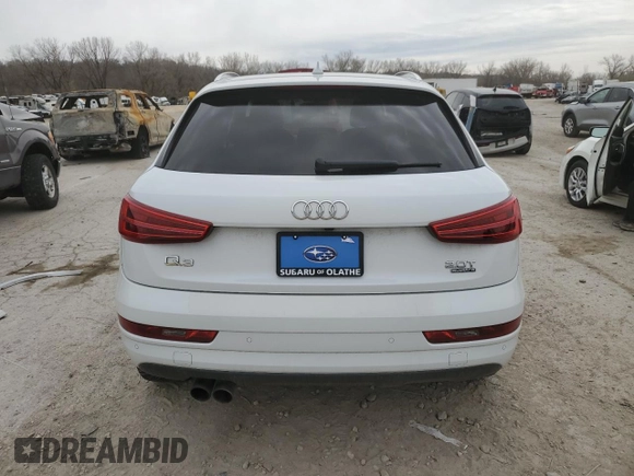 2017 Audi Q3 Premium Plus with VIN WA1JCCFSXHR008243, listed as a Copart auction lot 50393045 with 52,406 mi miles and Salvage title. Bid and sale history available at DreamBid. Image 6.