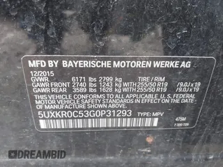 2016 BMW X5 xDrive35i with VIN 5UXKR0C53G0P31293, listed as a IAAI auction lot 41717810 with 107,750 mi miles. Bid and sale history available at carsss.com. Image 9.