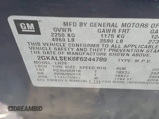 2015 GMC Terrain SLT with VIN 2GKALSEK8F6244789, listed as a IAAI auction lot 41804087 with 141,012 mi miles. Bid and sale history available at carsss.com. Image 9.