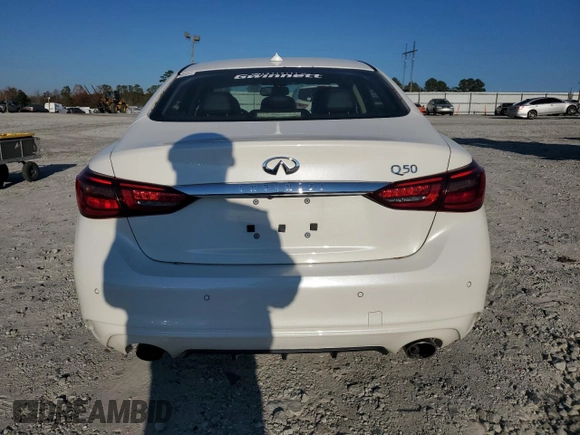 2024 Infiniti Q50 Luxe with VIN JN1EV7BP7RM600453, listed as a Copart auction lot 82838974 with 9,596 mi miles and Salvage title. Bid and sale history available at DreamBid. Image 6.