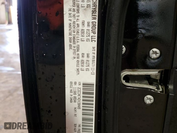 2014 Chrysler 300 C with VIN 2C3CCAKT4EH190409, listed as a Copart auction lot 50275085 with 158,184 mi miles and Salvage Title. Bid and sale history available at carsss.com. Image 12.