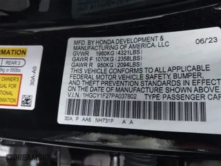 2023 Honda Accord Sedan LX with VIN 1HGCY1F27PA037802, listed as a IAAI auction lot 41180893 with 24,061 mi miles. Bid and sale history available at carsss.com. Image 9.