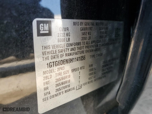 2017 GMC Canyon 4WD SLT with VIN 1GTG6DEN8H1141056, listed as a Copart auction lot 76013474 with 99,893 mi miles and Salvage Title. Bid and sale history available at carsss.com. Image 14.
