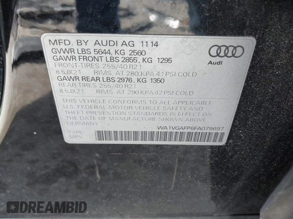 2015 Audi SQ5 Prestige z VIN WA1VGAFP6FA079697, wystawiony jako IAAI lot #41729614 z przebiegiem 130 663 mil mil oraz . Historia ofert i sprzedaży dostępna na DreamBid. Obrazek 9.