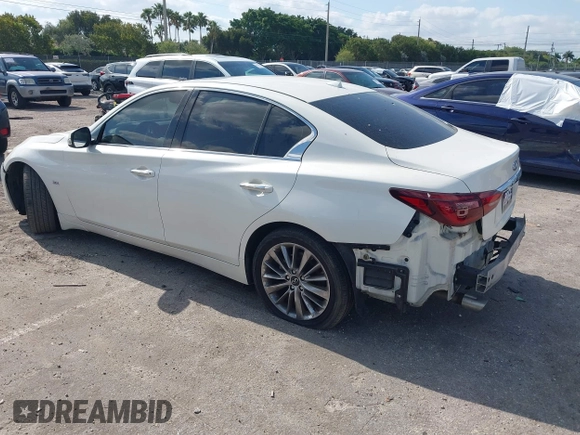 2020 Infiniti Q50 Luxe with VIN JN1EV7AP6LM201462, listed as a IAAI auction lot 42090939 with 50,633 mi miles and . Bid and sale history available at DreamBid. Image 3.