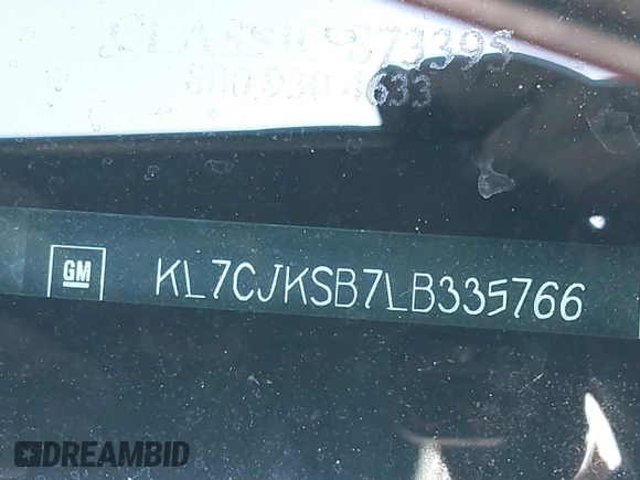2020 Chevrolet Trax LS z VIN KL7CJKSB7LB335766, wystawiony jako IAAI lot #42264634 z przebiegiem 66 914 mil mil oraz . Historia ofert i sprzedaży dostępna na DreamBid. Obrazek 9.