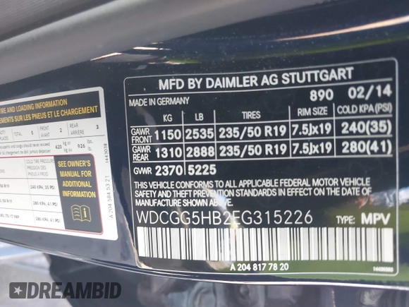2014 Mercedes-Benz GLK 350 z VIN WDCGG5HB2EG315226, wystawiony jako IAAI lot #41141331 z przebiegiem 104 381 mil mil oraz . Historia ofert i sprzedaży dostępna na DreamBid. Obrazek 9.