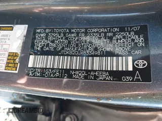 2008 Toyota Prius with VIN JTDKB20UX83349811, listed as a IAAI auction lot 41337180 with 96,547 mi miles. Bid and sale history available at carsss.com. Image 9.