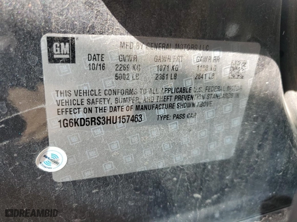 2017 Cadillac CT6 Luxury AWD with VIN 1G6KD5RS3HU157463, listed as a Copart auction lot 45950295 with NaN miles and Clean Title. Bid and sale history available at carsss.com. Image 12.