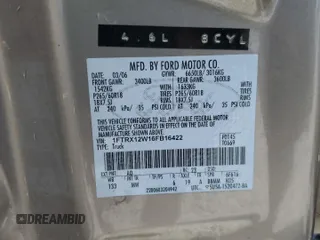 2006 Ford F-150 STX with VIN 1FTRX12W16FB16422, listed as a Copart auction lot 62468955 with 203,721 mi miles and Salvage title. Bid and sale history available at DreamBid. Image 12.