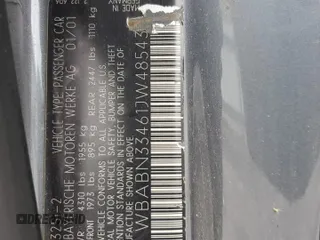 2001 BMW 3 Series 325Ci z VIN WBABN33461JW48543, wystawiony jako Copart lot #58722205 z przebiegiem 188 213 mil mil oraz Szkoda całkowita • Salvage title. Historia ofert i sprzedaży dostępna na DreamBid. Obrazek 12.