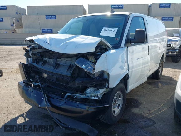 2023 Chevrolet Express Cargo with VIN 1GCWGAFP9P1211380, listed as a IAAI auction lot 42654475 with 58,429 mi miles and . Bid and sale history available at DreamBid. Image 20.
