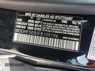 2015 Mercedes-Benz E 350 Sport with VIN WDDHF5KB5FB109196, listed as a Copart auction lot 61831765 with 224,767 mi miles and Clean title. Bid and sale history available at DreamBid. Image 12.