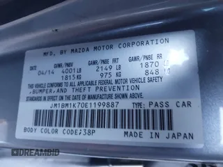 2014 Mazda 3 i Sport with VIN JM1BM1K70E1199887, listed as a IAAI auction lot 41589436 with 149,491 mi miles and . Bid and sale history available at carsss.com. Image 9.
