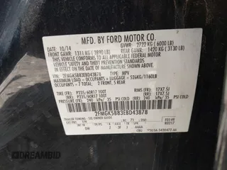 2014 Ford Flex SE z VIN 2FMGK5B83EBD43878, wystawiony jako IAAI lot #42037778 z przebiegiem 114 346 mil mil oraz . Historia ofert i sprzedaży dostępna na DreamBid. Obrazek 9.