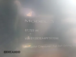 2023 Tesla Model 3 z VIN 5YJ3E1EA4PF707099, wystawiony jako Copart lot #52531035 z przebiegiem 57 723 mil mil oraz Szkoda całkowita • Salvage title. Historia ofert i sprzedaży dostępna na DreamBid. Obrazek 9.
