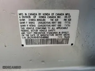 2007 Honda Ridgeline RTS with VIN 2HJYK16497H546990, listed as a Copart auction lot 43242945 with 107,038 mi miles and Salvage Title. Bid and sale history available at carsss.com. Image 13.