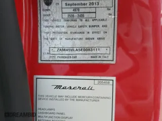 2014 Maserati GranTurismo Sport with VIN ZAM45VLA5E0083111, listed as a Copart auction lot 74052684 with 0 mi miles and Salvage Title. Bid and sale history available at carsss.com. Image 13.