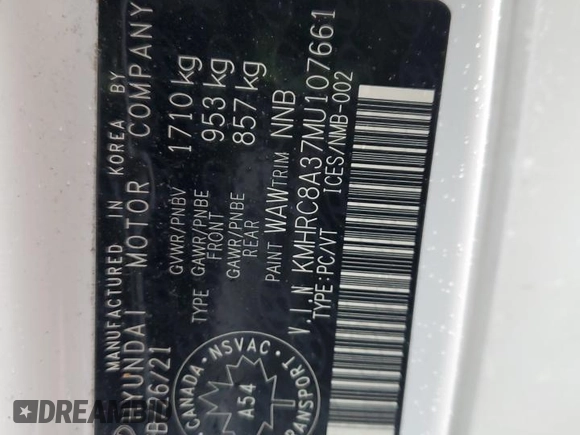 2021 Hyundai Venue SEL with VIN KMHRC8A37MU107661, listed as a Copart auction lot 55952245 with 106,462 mi miles and Clean title. Bid and sale history available at DreamBid. Image 14.