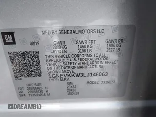 2020 Chevrolet Traverse Premier with VIN 1GNEVKKW3LJ146063, listed as a IAAI auction lot 41523886 with 95,380 mi miles. Bid and sale history available at carsss.com. Image 9.