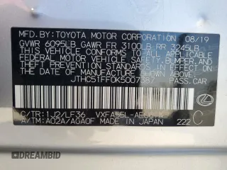 2019 Lexus LS with VIN JTHC51FF0K5007387, listed as a Copart auction lot 49511455 with 65,620 mi miles and Salvage Title. Bid and sale history available at carsss.com. Image 12.