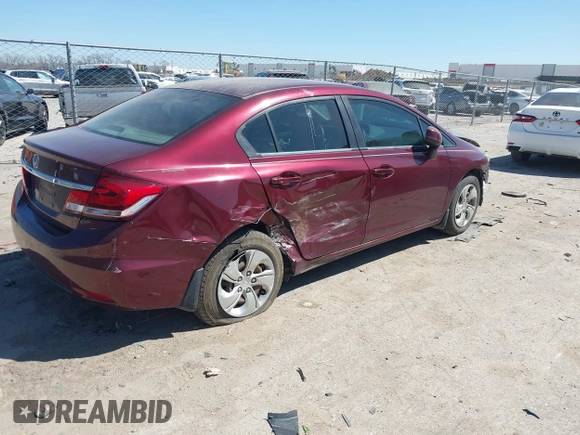 2013 Honda Civic LX with VIN 2HGFB2F58DH587747, listed as a IAAI auction lot 41862922 with 38,797 mi miles and . Bid and sale history available at DreamBid. Image 4.