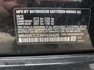 2019 BMW 3 Series 330i xDrive with VIN WBA5R7C53KFH26429, listed as a Copart auction lot 48379825 with 52,536 mi miles and Salvage title. Bid and sale history available at DreamBid. Image 14.